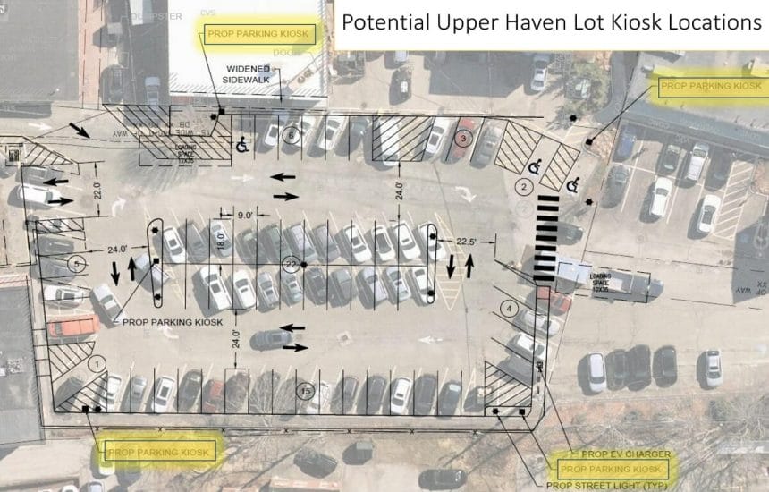 Page 47 from the Select Board packet on potential parking kiosk locations.